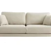 Canapé scandinave 3 places en tissu beige naturel et bois clair VOGUE