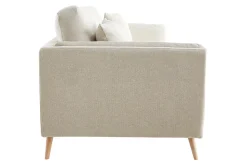 Canapé scandinave 3 places en tissu beige naturel et bois clair VOGUE