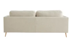 Canapé scandinave 3 places en tissu beige naturel et bois clair VOGUE