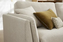 Canapé scandinave 3 places en tissu beige naturel et bois clair VOGUE