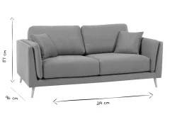 Canapé scandinave 3 places en tissu beige naturel et bois clair VOGUE