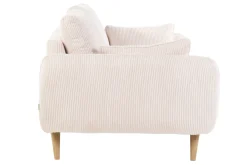 Canapé scandinave 3 places en tissu velours côtelé écru et bois clair CREEP