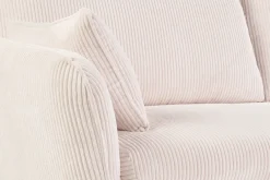 Canapé scandinave 3 places en tissu velours côtelé écru et bois clair CREEP