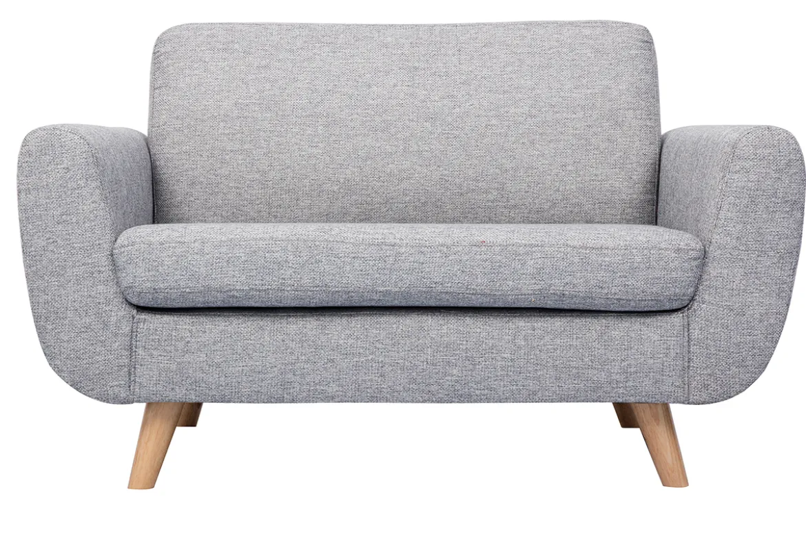 Canapé scandinave 2 places en tissu gris et bois clair PURE
