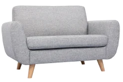 Canapé scandinave 2 places en tissu gris et bois clair PURE