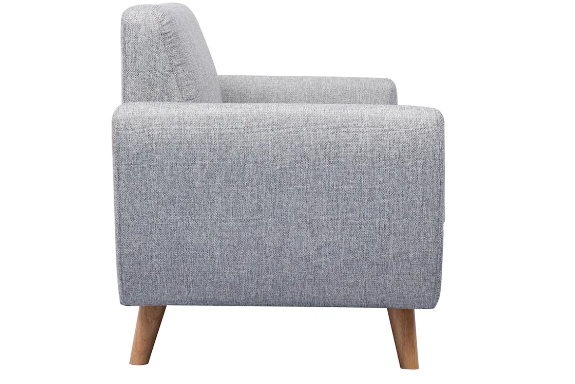Canapé scandinave 2 places en tissu gris et bois clair PURE