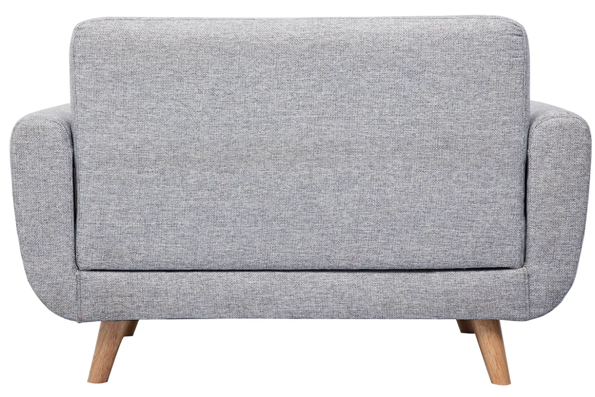 Canapé scandinave 2 places en tissu gris et bois clair PURE