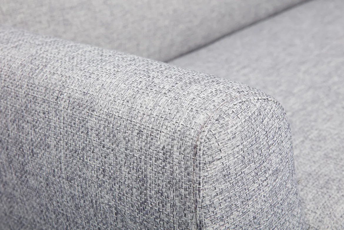 Canapé scandinave 2 places en tissu gris et bois clair PURE