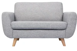 Canapé scandinave 2 places en tissu gris et bois clair PURE