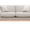 Canapé scandinave 2 places en tissu effet velours texturé beige et bois clair ASAKO