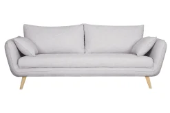 Canapé scandinave 3 places en tissu gris clair chiné et bois clair CREEP