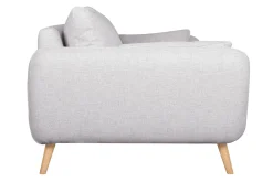 Canapé scandinave 3 places en tissu gris clair chiné et bois clair CREEP
