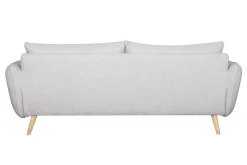 Canapé scandinave 3 places en tissu gris clair chiné et bois clair CREEP