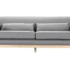 Canapé scandinave 3 places en tissu gris et bois clair YOKO