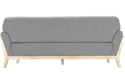 Canapé scandinave 3 places en tissu gris et bois clair YOKO
