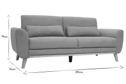 Canapé scandinave 3 places en tissu effet velours jaune moutarde et bois clair EKTOR