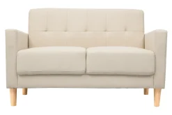 Canapé scandinave 2 places en tissu beige et bois clair MOON