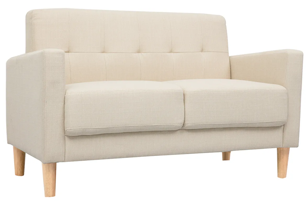 Canapé scandinave 2 places en tissu beige et bois clair MOON