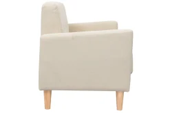 Canapé scandinave 2 places en tissu beige et bois clair MOON