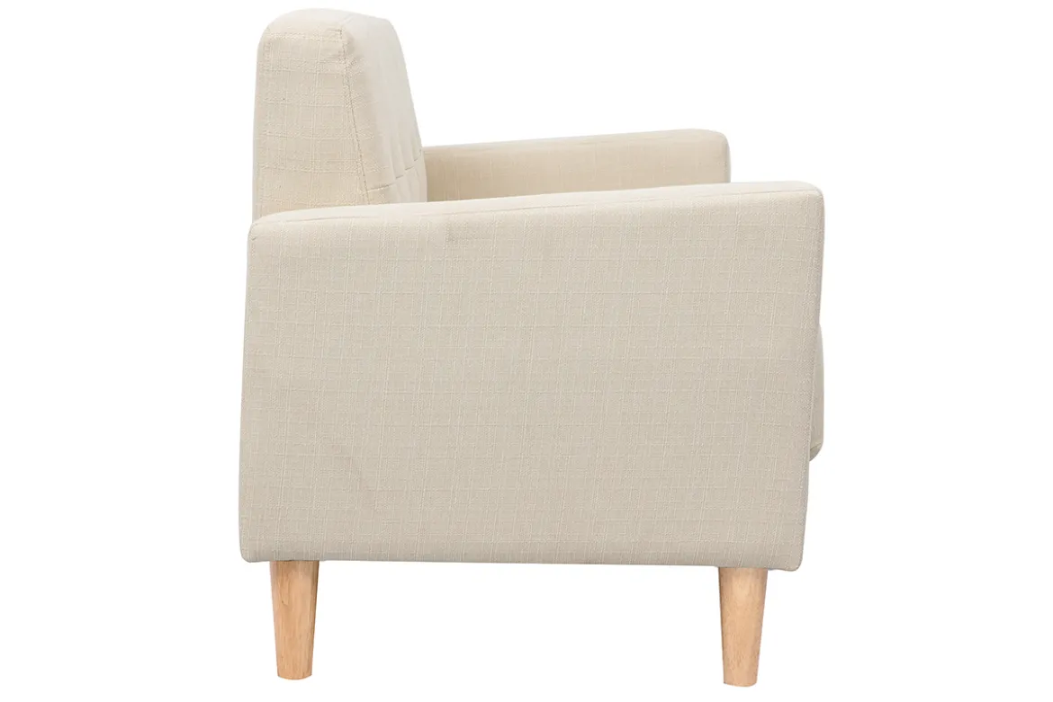 Canapé scandinave 2 places en tissu beige et bois clair MOON