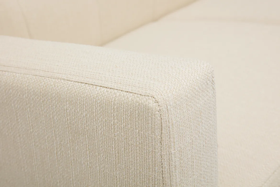 Canapé scandinave 2 places en tissu beige et bois clair MOON