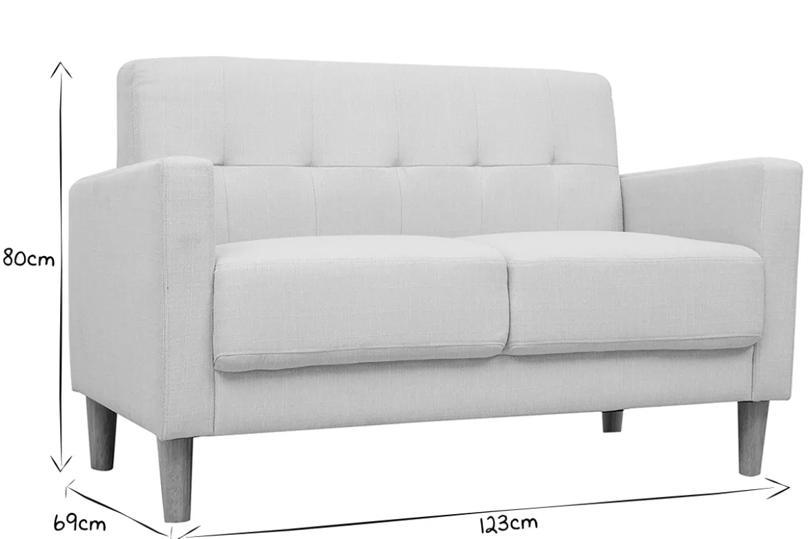 Canapé scandinave 2 places en tissu beige et bois clair MOON