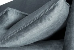 Canapé scandinave 3 places en tissu velours bleu gris et bois clair OLYMPIA
