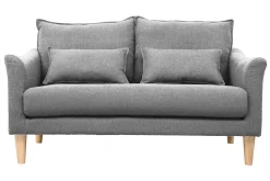 Canapé scandinave 2 places en tissu gris et bois clair KATE