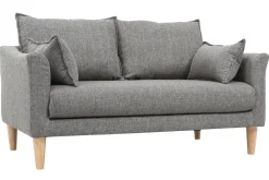 Canapé scandinave 2 places en tissu gris et bois clair KATE