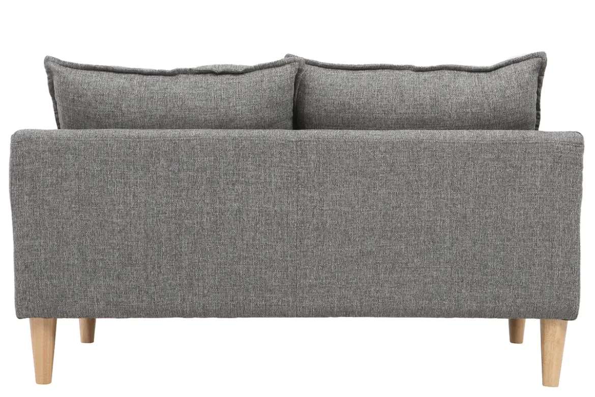 Canapé scandinave 2 places en tissu gris et bois clair KATE