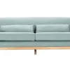Canapé scandinave 3 places en tissu vert lagon et bois clair YOKO