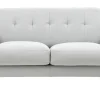 Canapé scandinave 2 places en tissu gris clair et bois clair LUNA