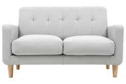 Canapé scandinave 2 places en tissu gris clair et bois clair LUNA