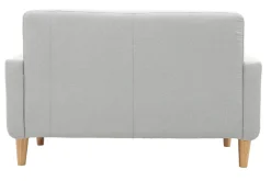 Canapé scandinave 2 places en tissu gris clair et bois clair LUNA