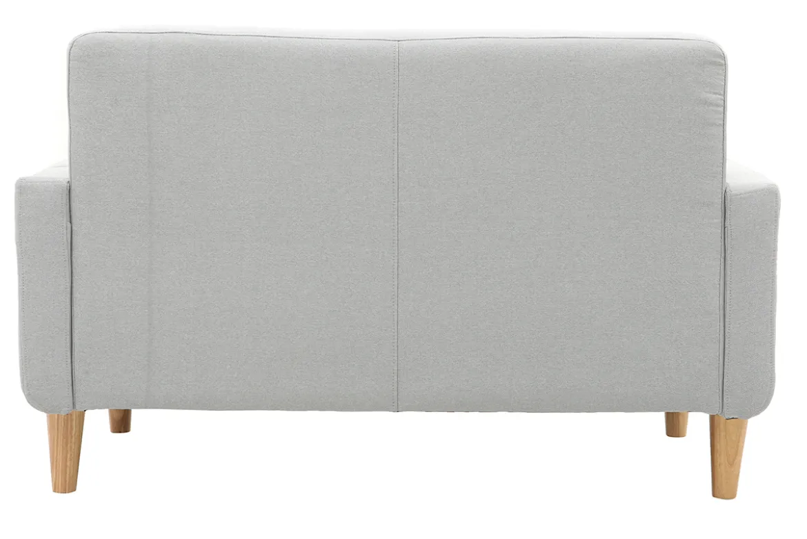 Canapé scandinave 2 places en tissu gris clair et bois clair LUNA