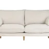 Canapé scandinave 3 places en tissu effet velours texturé beige et bois clair CLAYTON