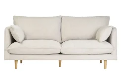 Canapé scandinave 3 places en tissu effet velours texturé beige et bois clair CLAYTON