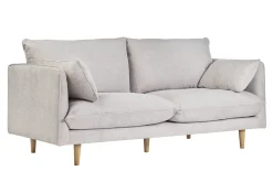 Canapé scandinave 3 places en tissu effet velours texturé beige et bois clair CLAYTON