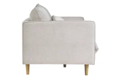Canapé scandinave 3 places en tissu effet velours texturé beige et bois clair CLAYTON
