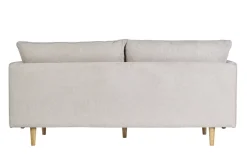 Canapé scandinave 3 places en tissu effet velours texturé beige et bois clair CLAYTON
