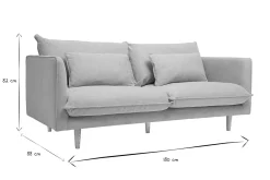 Canapé scandinave 3 places en tissu effet velours texturé beige et bois clair CLAYTON