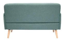Canapé scandinave 2 places en tissu vert de gris et bois clair ISKO