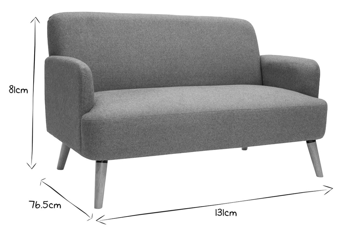Canapé scandinave 2 places en tissu vert de gris et bois clair ISKO