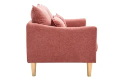 Canapé scandinave 2 places en tissu effet velours texturé terracotta et bois clair KATE