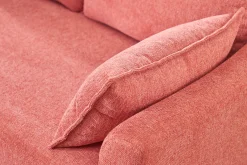 Canapé scandinave 2 places en tissu effet velours texturé terracotta et bois clair KATE