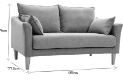 Canapé scandinave 2 places en tissu effet velours texturé terracotta et bois clair KATE