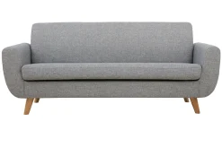Canapé scandinave 3 places en tissu gris clair et bois clair PURE