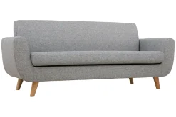 Canapé scandinave 3 places en tissu gris clair et bois clair PURE