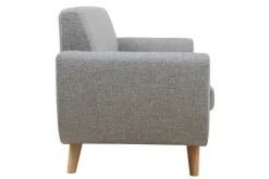 Canapé scandinave 3 places en tissu gris clair et bois clair PURE