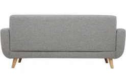 Canapé scandinave 3 places en tissu gris clair et bois clair PURE